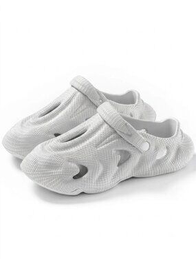 Woven Texture Mens Clogs Lightweight EVA Garden Shoes Slip On Sandals Black Whit